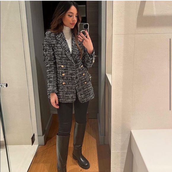 ZARA Double Breasted Textured Weave Coat - Picture 4 of 11